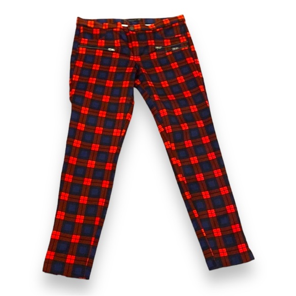 Zara Pants - Zara plaid red navy pants L